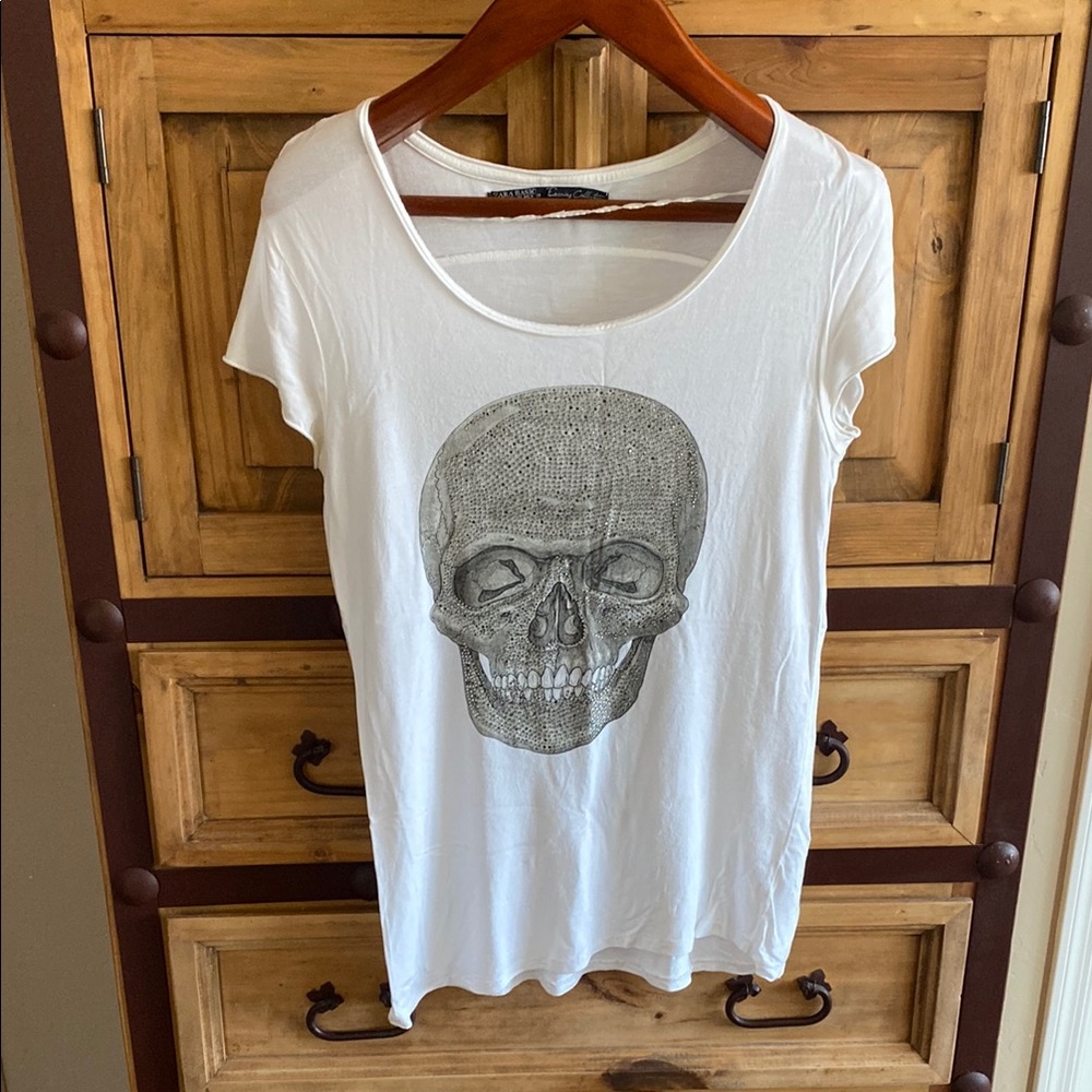 Zara White Graphic Relaxed T-Shirt